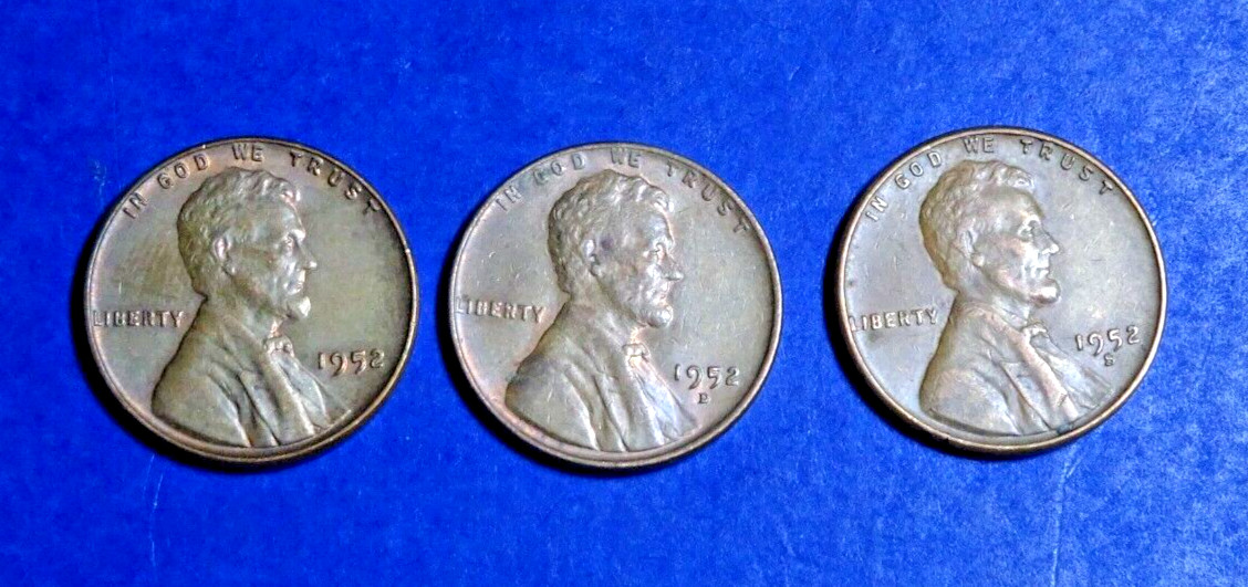 1952 P/D/S LINCOLN CENTS (FINE+ OR  BETTER!) STOCK PHOTO - RANDOM PICKED