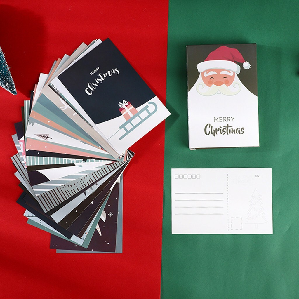 30 Pcs Holiday Merry Christmas Postcard Greeting Card New Year Card Santa 4*6 In