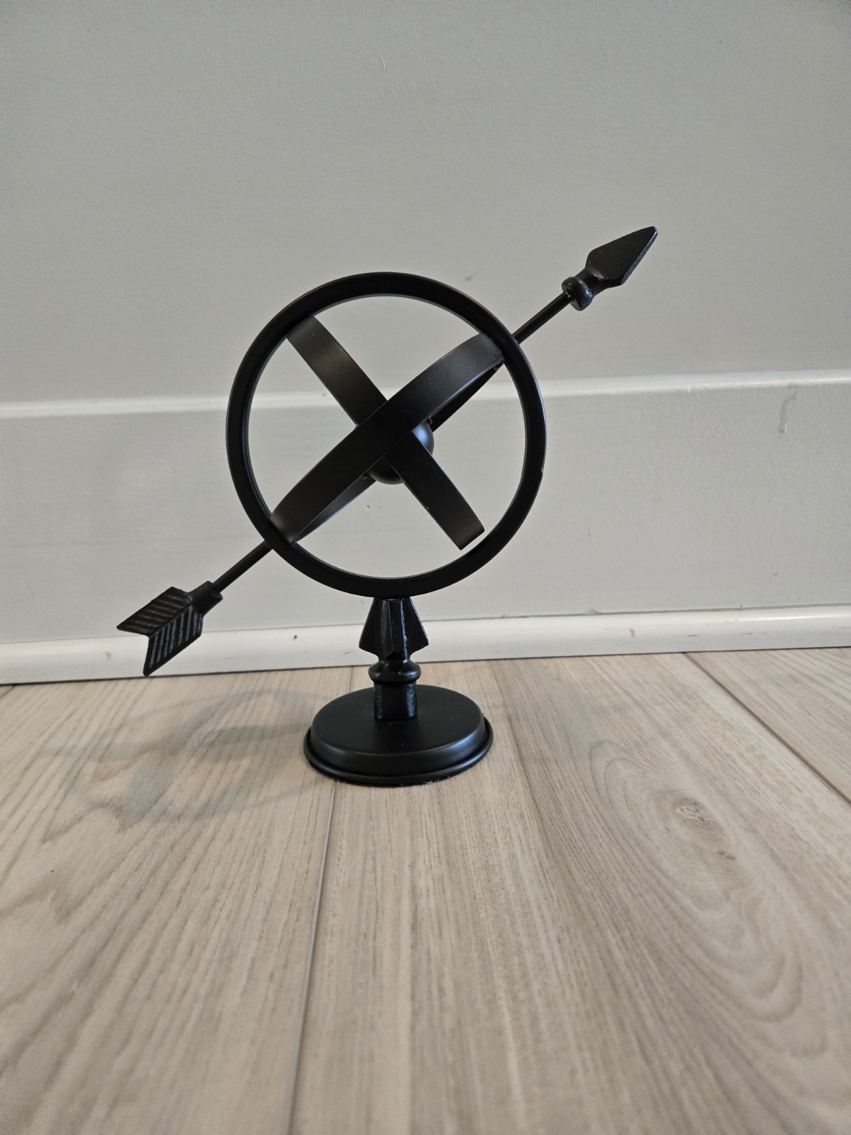 Black Metal Tabletop Armillary Sphere Decorative Globe with Metal Base