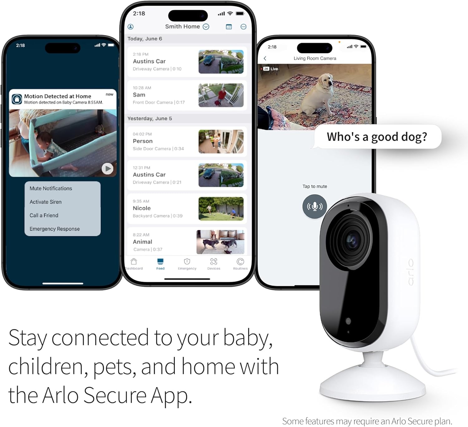 Arlo VMC3060-100NAR Essential 2ndGen 2K Indoor Single Cam-Certified Refurbished