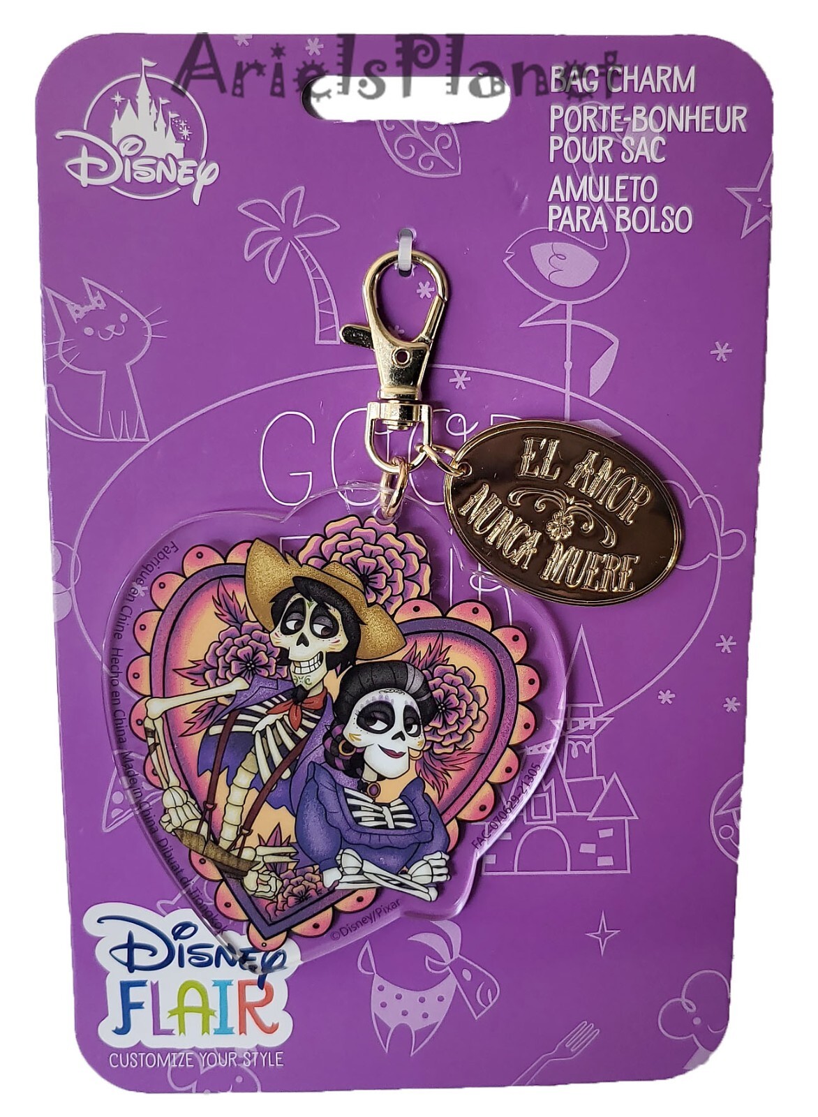 Disney Parks Flair Coco El Amor Nunca Muere Dia de los Muertos Bag Charm