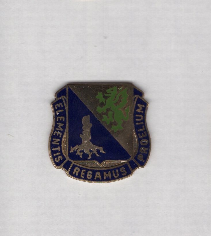 US Army Chemical Corps Regimental crest DUI c/b clutchback badge G-23