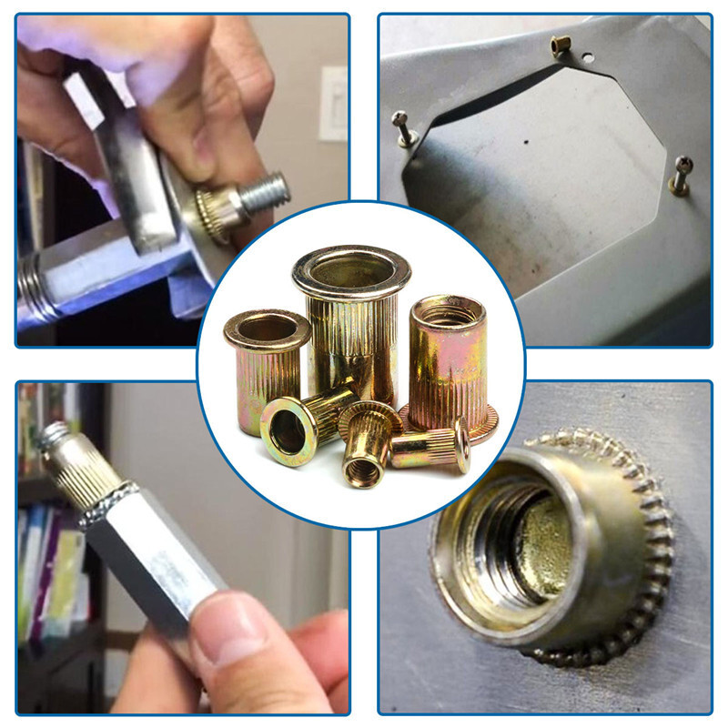 120Pcs M4-M12 Rivet Nut Kit Mixed Zinc Steel Rivnut Insert Nutsert Threaded Set