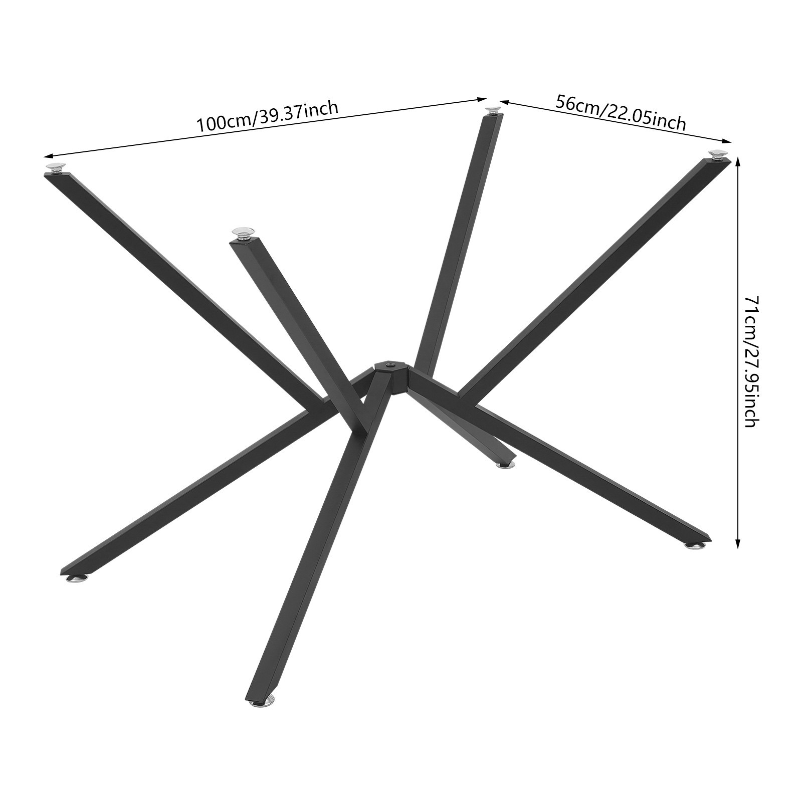 Floorstanding Metal Table Legs, Table Crossed-leg, Modern Table Legs Black