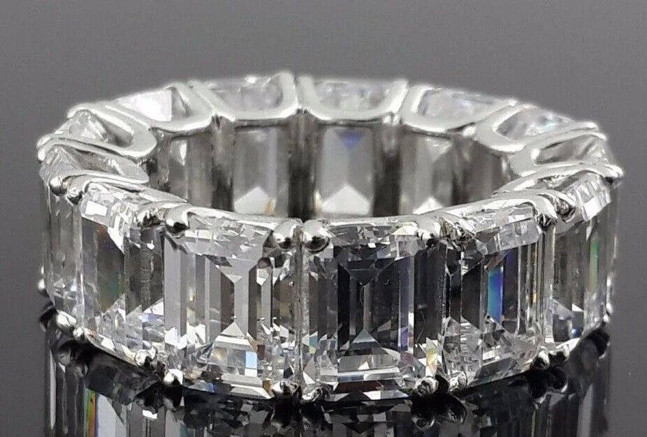 5.50 Ct Emerald Cut White Diamond Lab-Created Wedding Ring 925 Sterling Silver