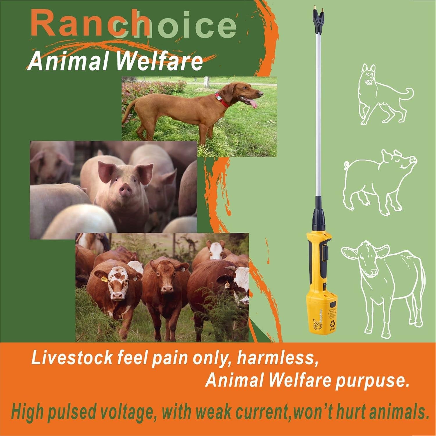 Rechargeable Livestock Prod for Cows Sheep Electric Cattle