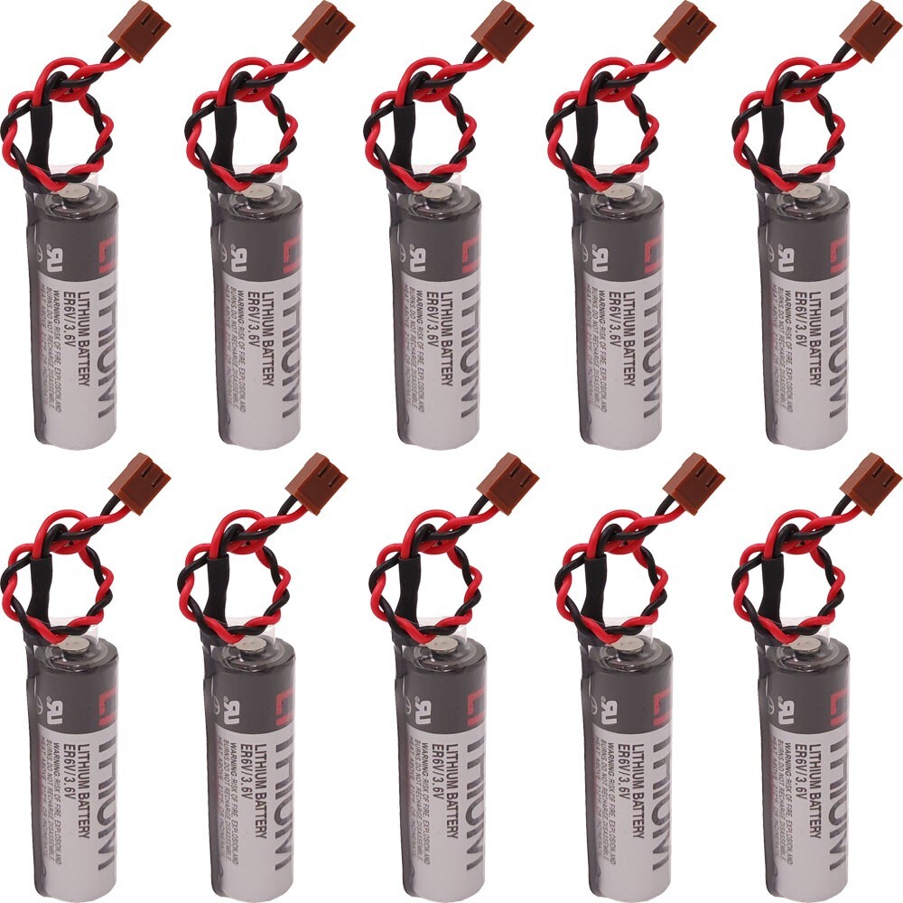 10 Pack for ER6BWK67PT Robot OTC Battery ER6VCT Battery ER6V/3.6V PLC Battery