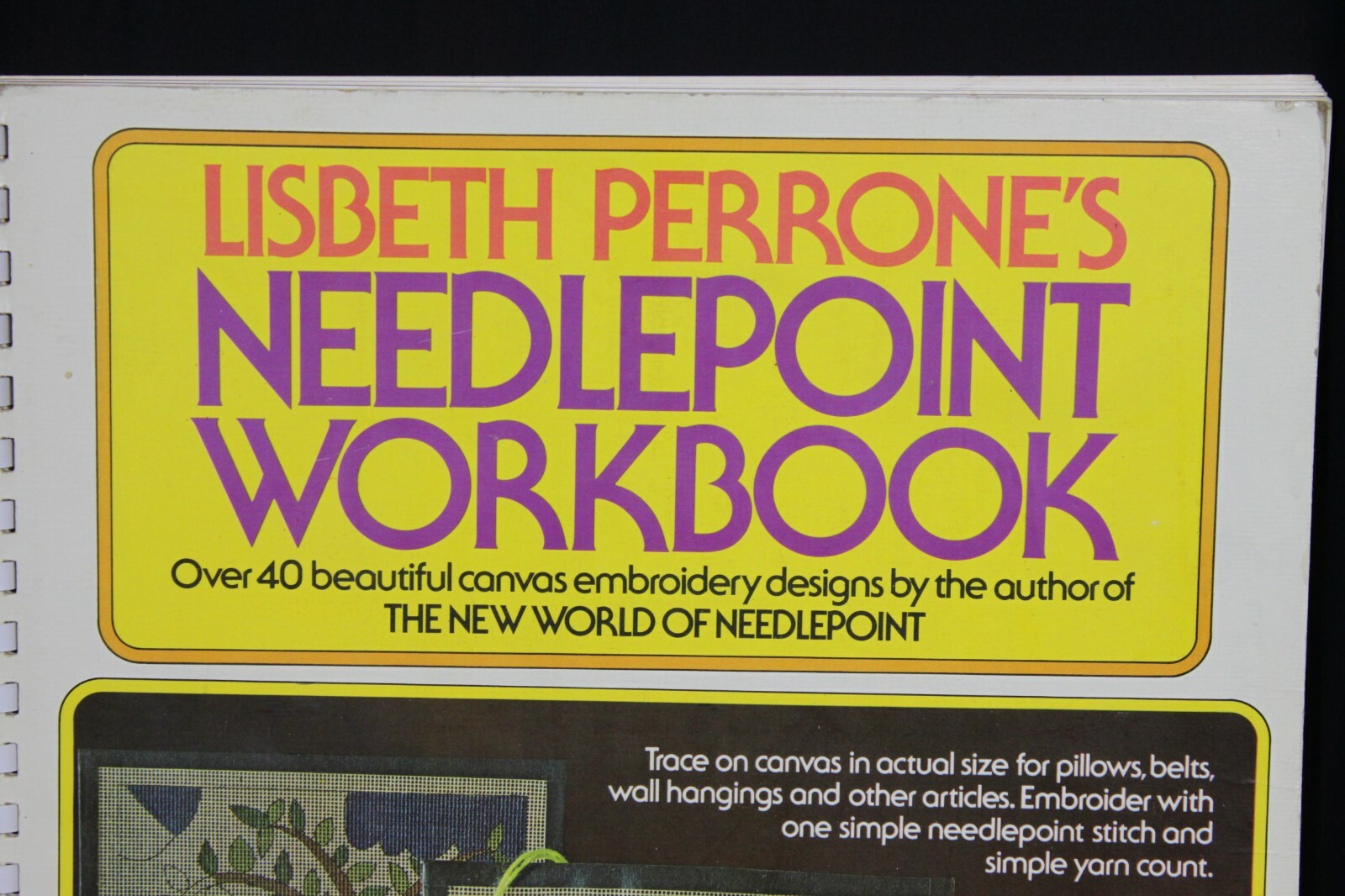 Vtg Needlepoint Workbook Lisbeth Perrone Spiral Bound 40 Patterns MCM Embroidery