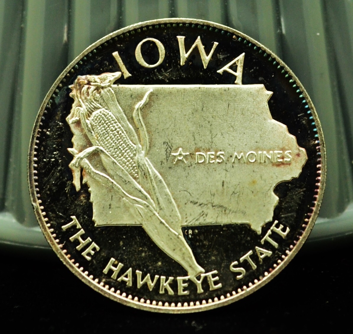 925 Silver Franklin Mint Art Round State of Iowa