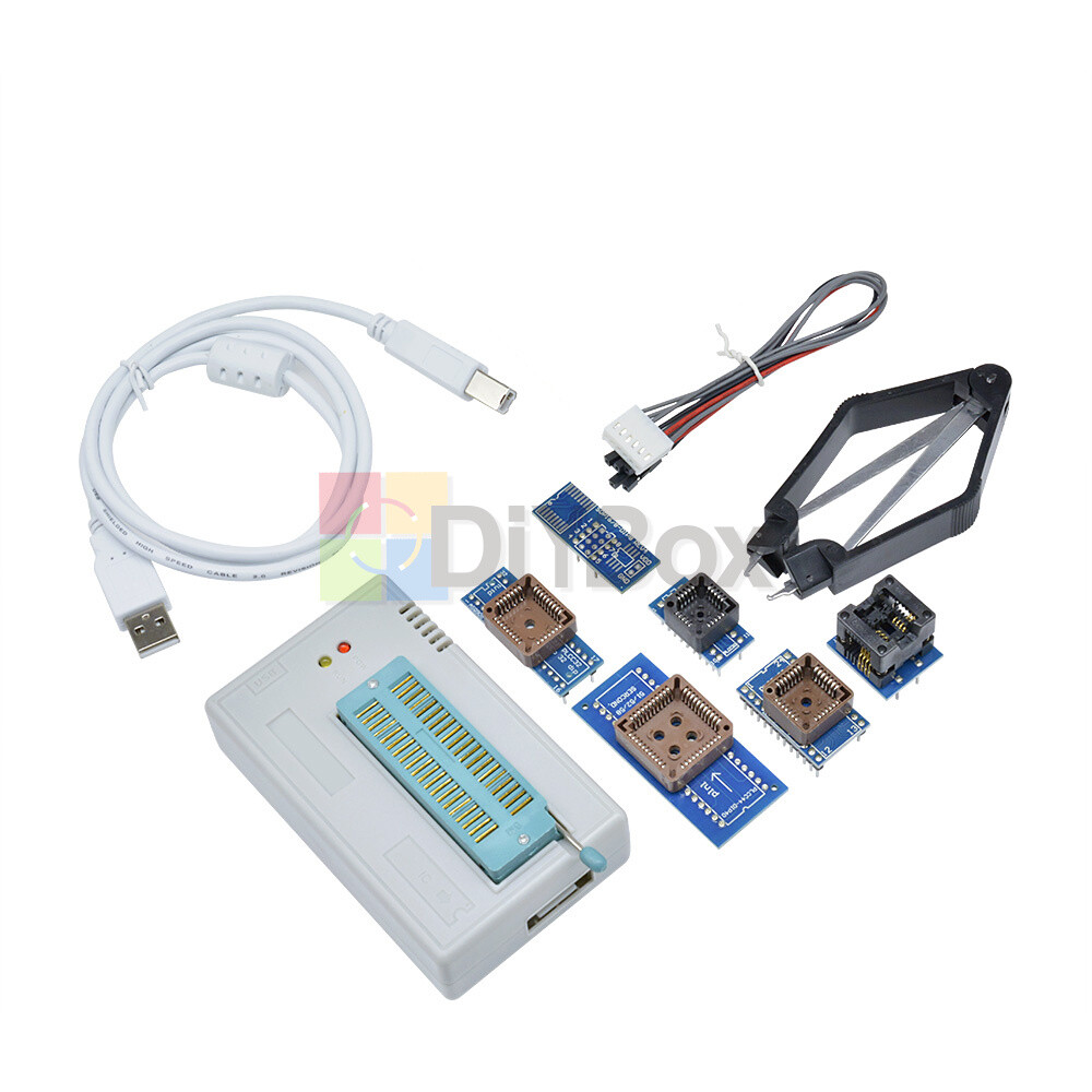 TL866II Plus Programmer TL866 USB EPROM EEPROM 7 Adapters Socket Extractor Suie