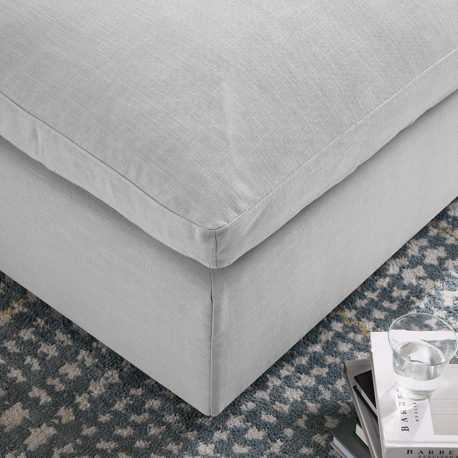 Modway Commix Down Filled Overstuffed Ottoman in Light Gray