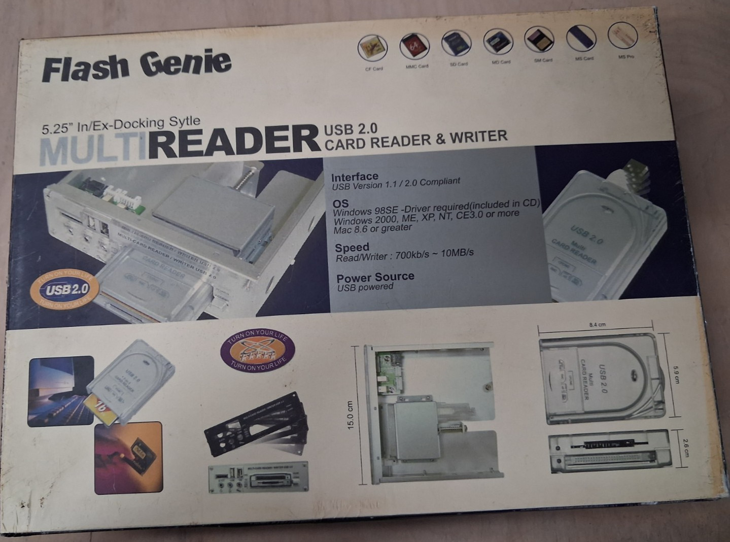 Omega Technology URH825 Flash Genie Removable USB2 Multi-Card Reader 5.25”