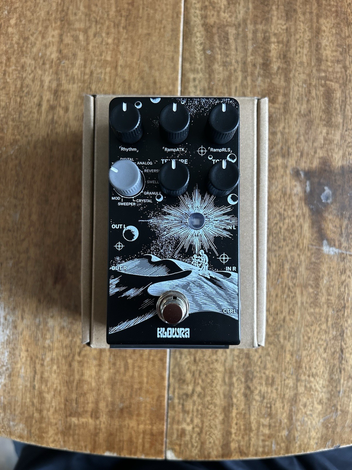 Klowra Everlast Stereo Delay Pedal For Guitar/Synth Multiple Algorithms Black