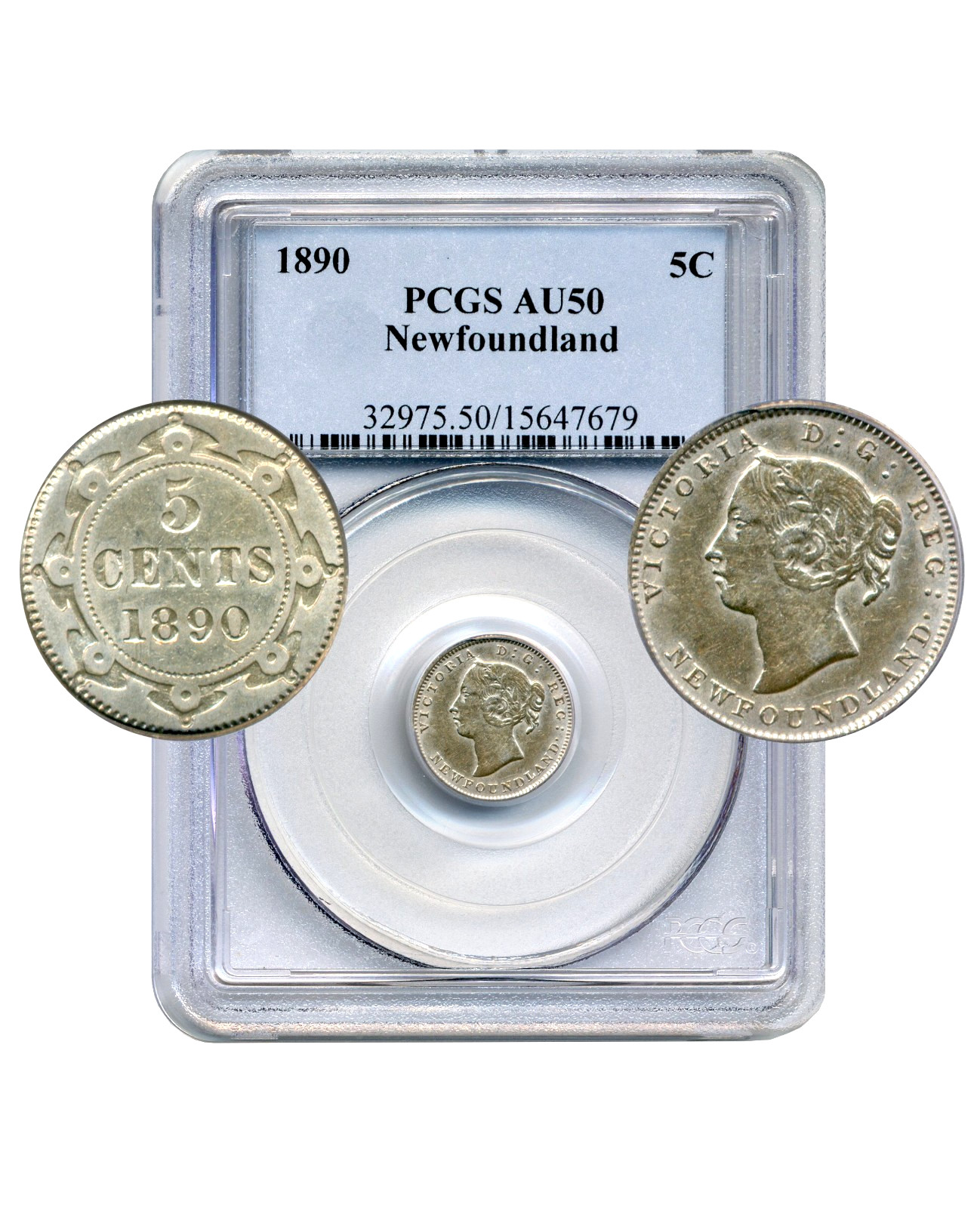 1890 Newfoundland 5 Cents - About Uncirculated, PCGS AU50
