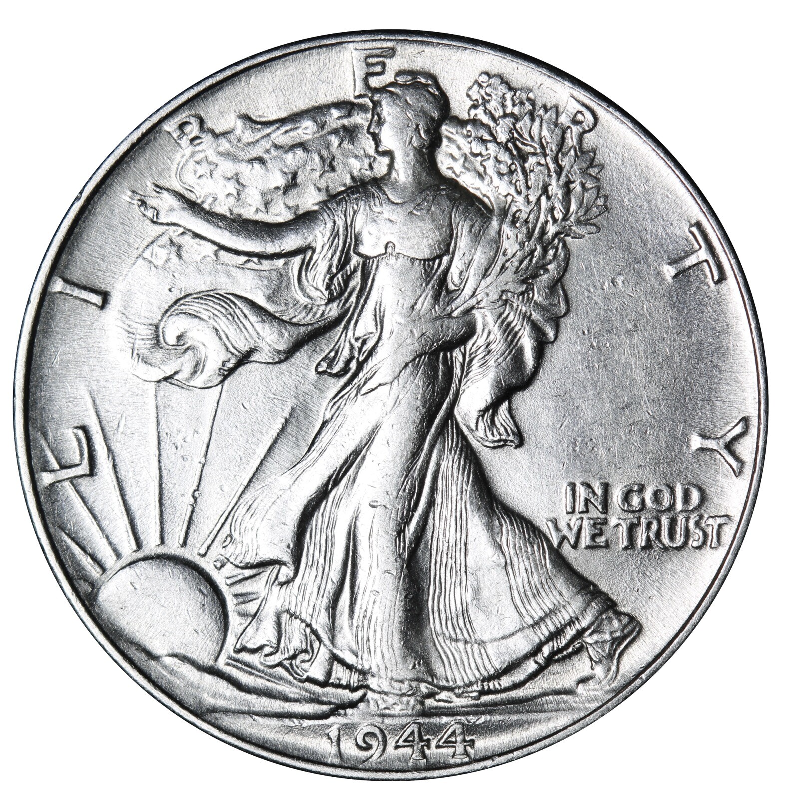 1944-S Walking Liberty Half Dollar In AU Condition