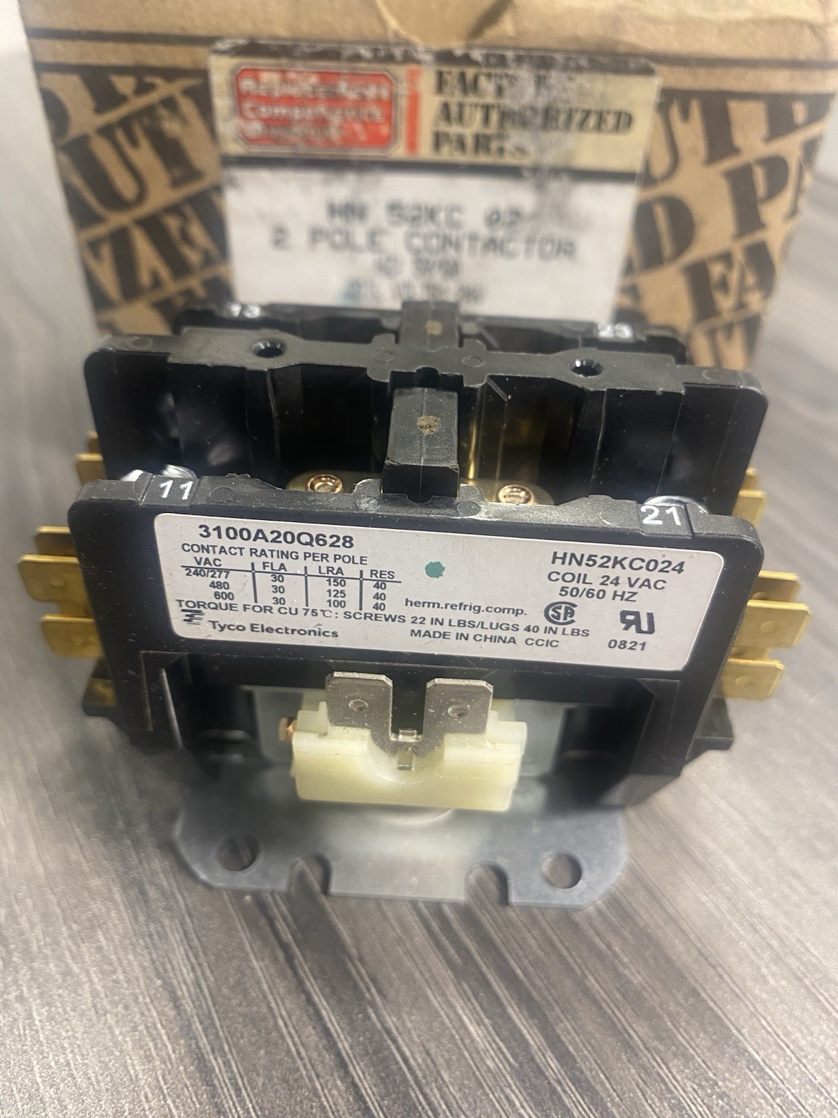 Factory Authorized HN52KC024 Contactor 30A 2‑Pole 24V Coil Tyco OEM 600V Max