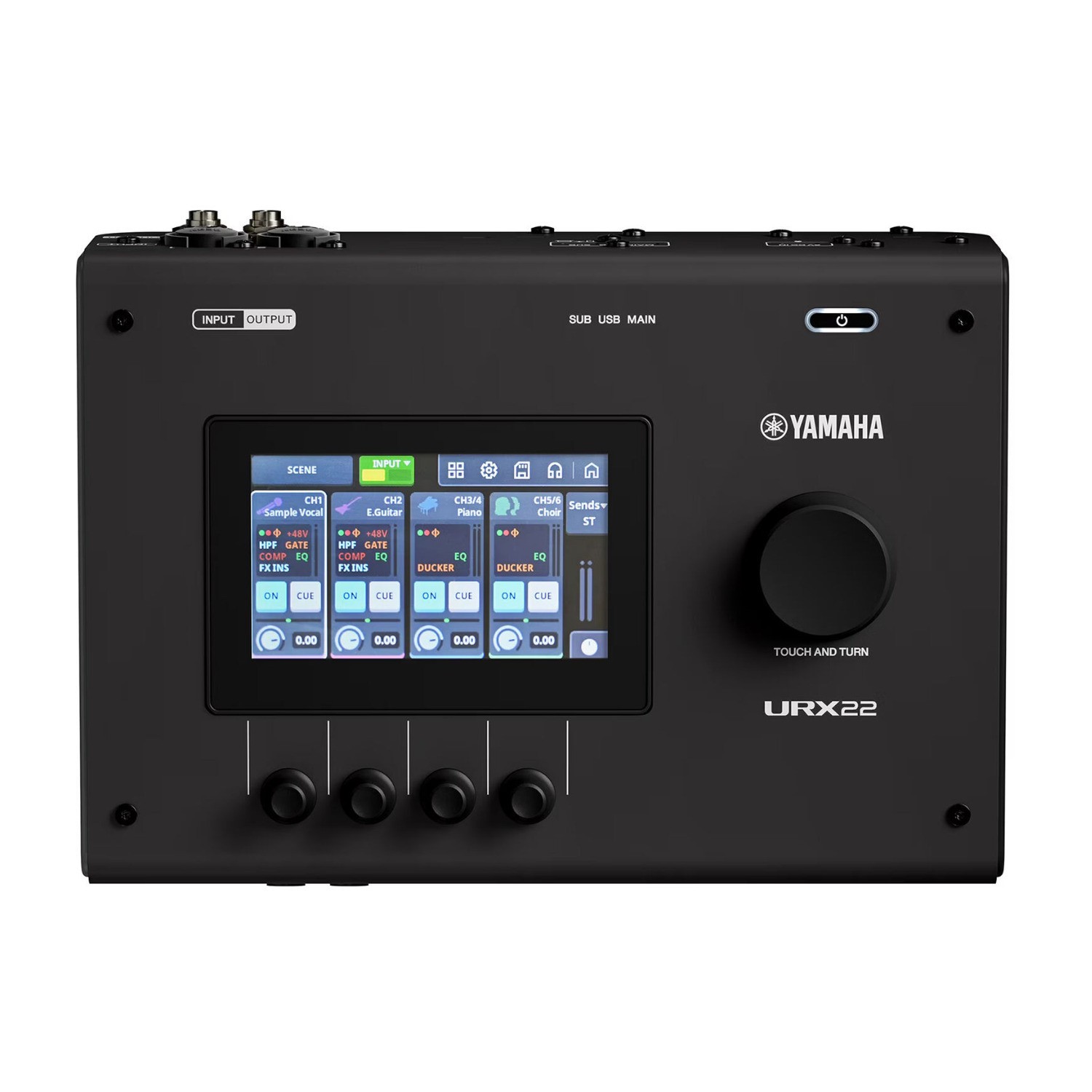 Yamaha URX22 4x2 USB-C Audio Interface with Touchscreen DSP (Black Finish)