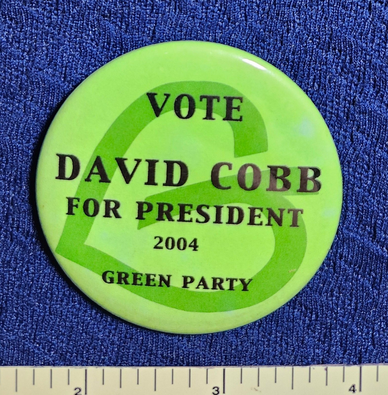 DAVID COBB PRESIDENT GREEN THIRD PARTY NOMINEE 2004 POLITICAL PINBACK BUTTON