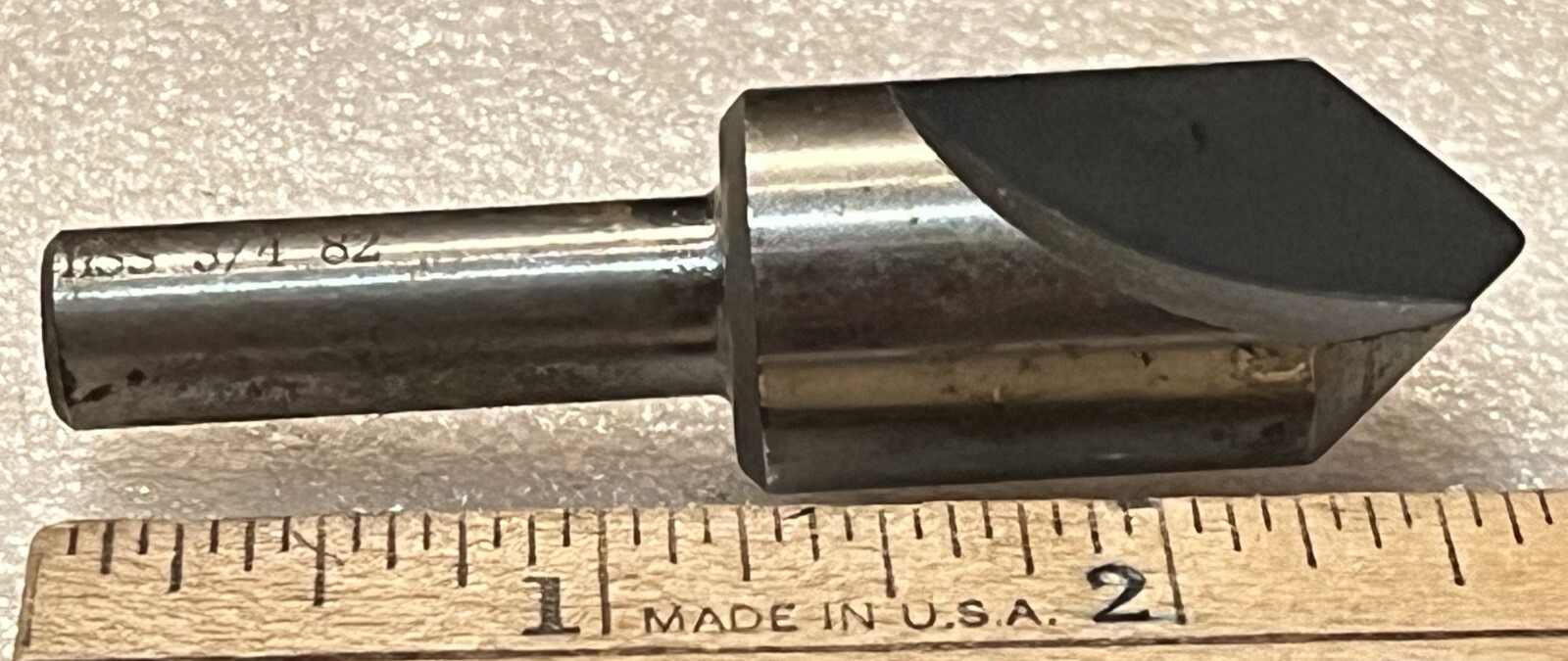 3/4" X 82° HSS Center Reamer Countersink, Single Flute  3/8" Shank, New