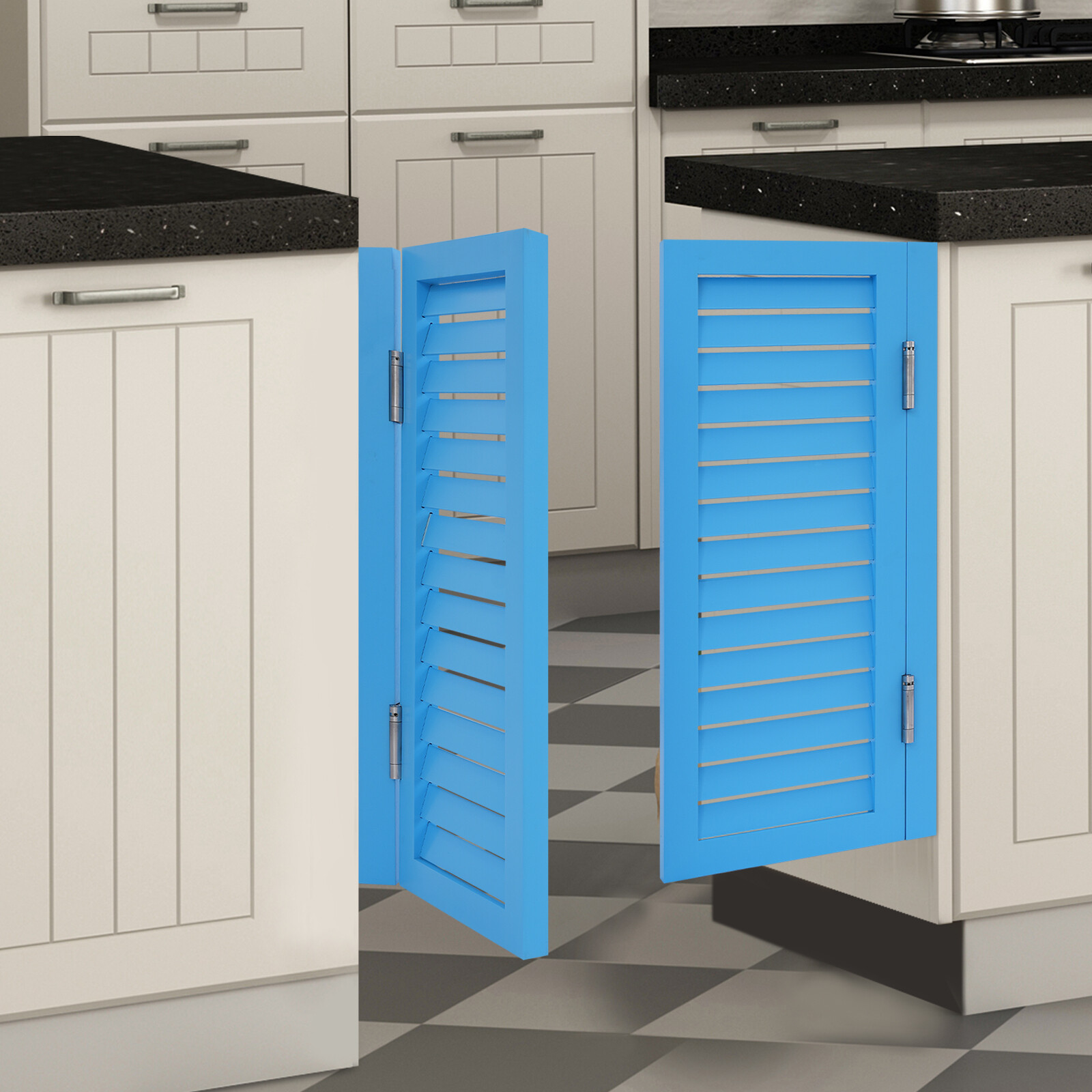 1 Pair Blue Dual Partition Pine Wood Door Partition Door Porch Entrance Door