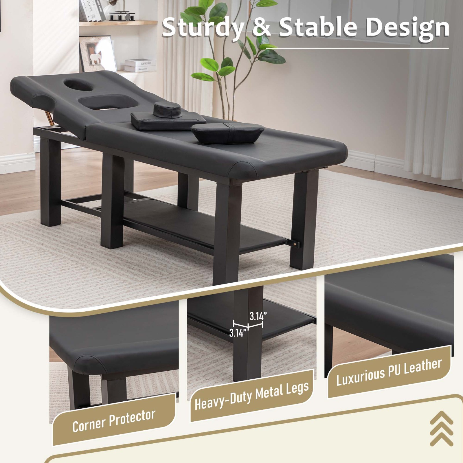 Multi-Function Professional Massage Therapy Table, Black