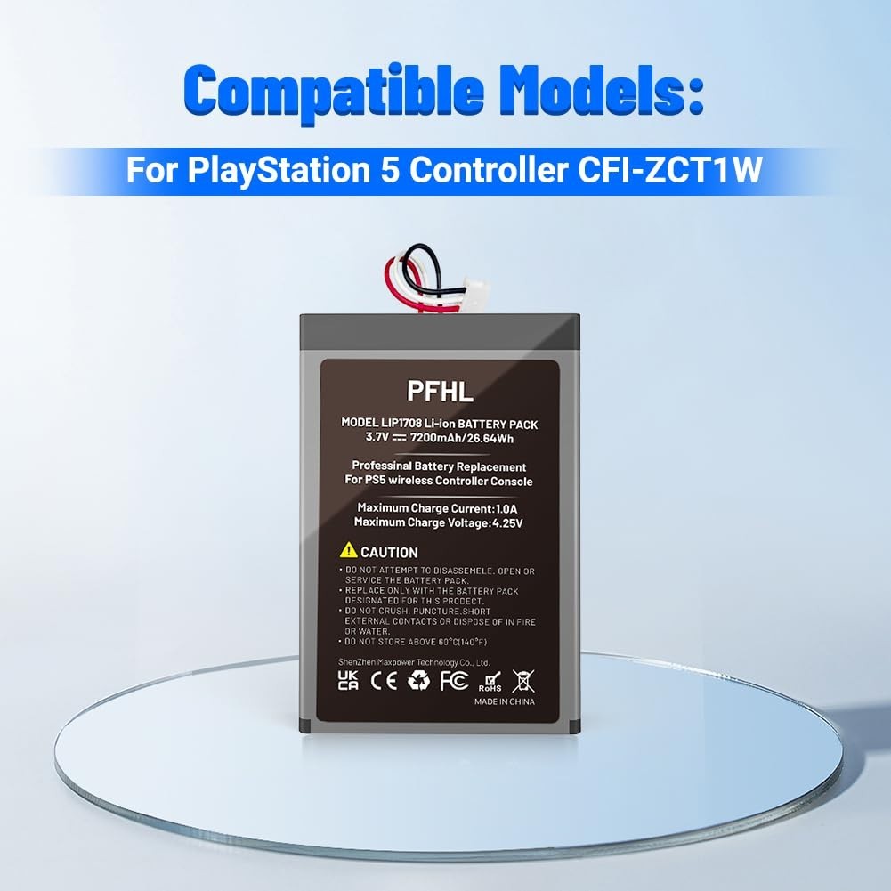 2 Pack 7200mAh High Capacity PS5 Controller Battery, New Upgrade + Repair Tools