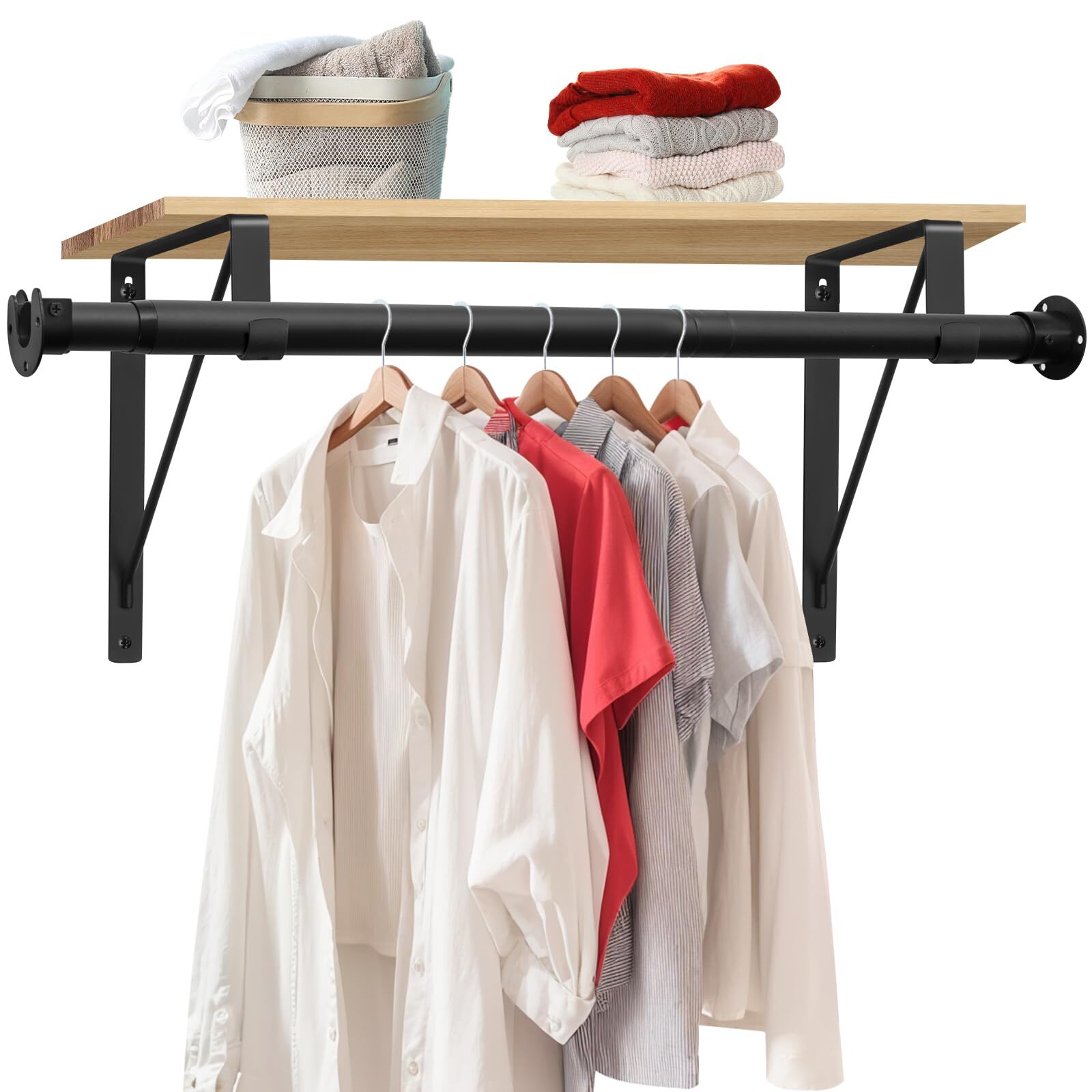Closet Rod 17 to 87 Inch Closet Rods 1.3 Inches Heavy Duty Closet Rod Adjusta...