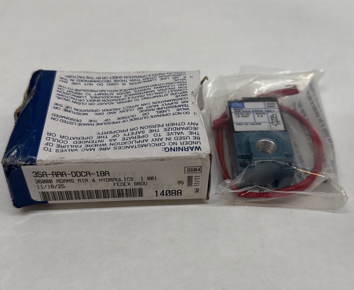 MAC solenoid Valve 35A-AAA-DDCA-1BA 24V-60V 7.4Watts 120PSI 532F