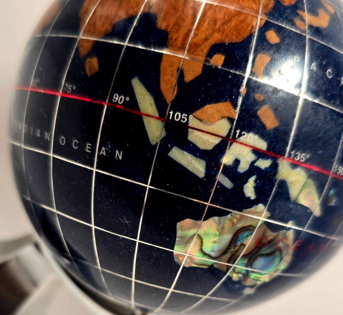 5.5" Gemstone World Desktop Globe Deep Blue With Silver Tone Base