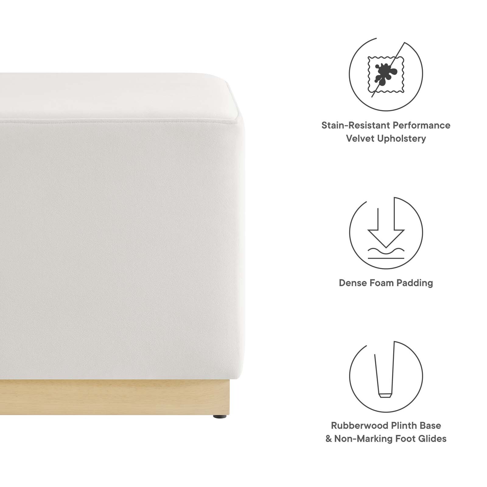 Modway 17" Square Performance Velvet Upholstered Ottoman