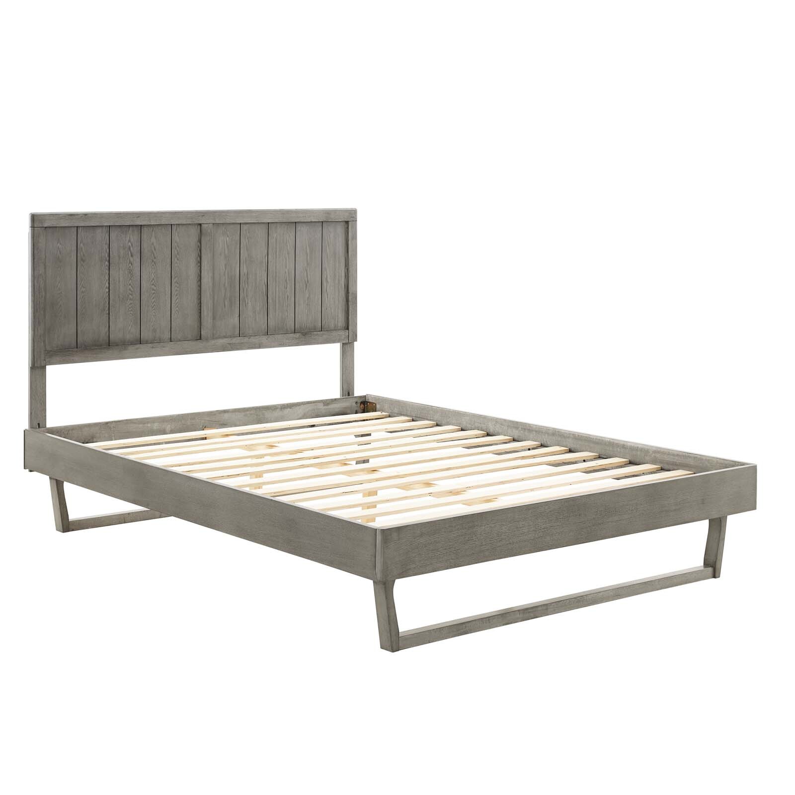 Modway Alana Wood Full Platform Bed in Gray With Angular Frame