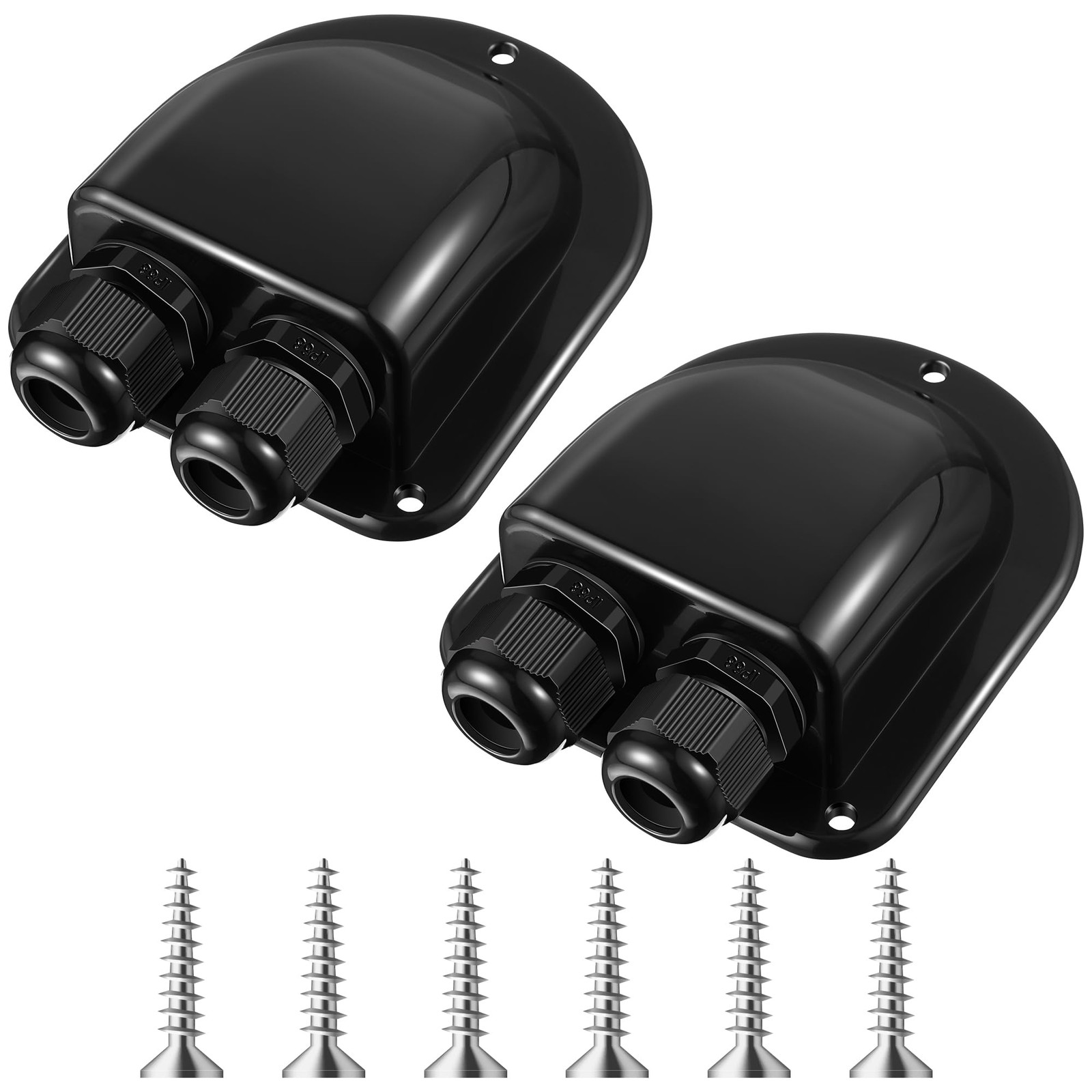 2 Pack Solar Cable Entry Gland, Weather Resistant Solar Gland, Dual Cable Ent...