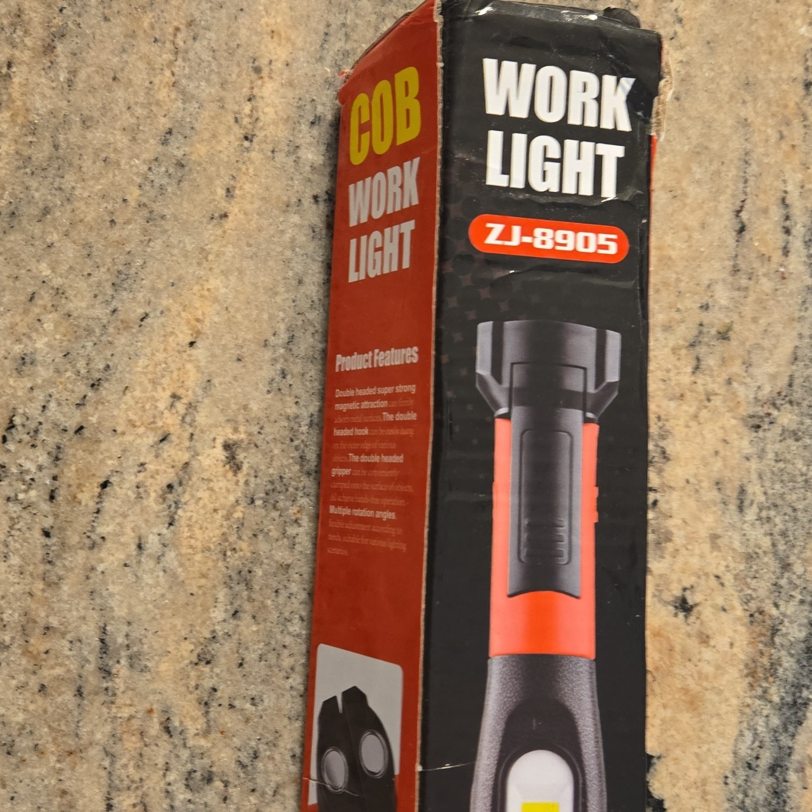 Cordless LED Worklight ZJ-8905 Magnetic Hook Battery Powered 5V Black/Red