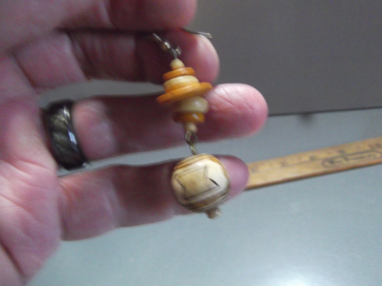 1 Pair Unique 1.75"in Wood/Plastic Brown Beehive Shape Dangle