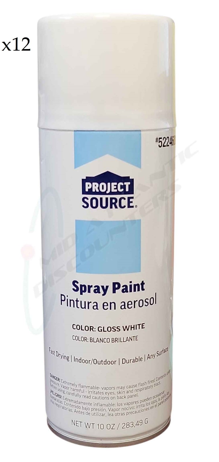 12 Lowe's Project Source Gloss Fast Drying Indoor/Outdoor Spray Paint White 10oz