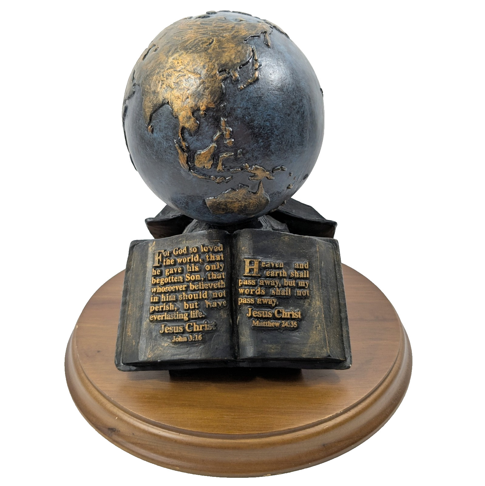 Vintage Globe Sculpture Decorative Display God Bible Scripture Verse Max Greiner