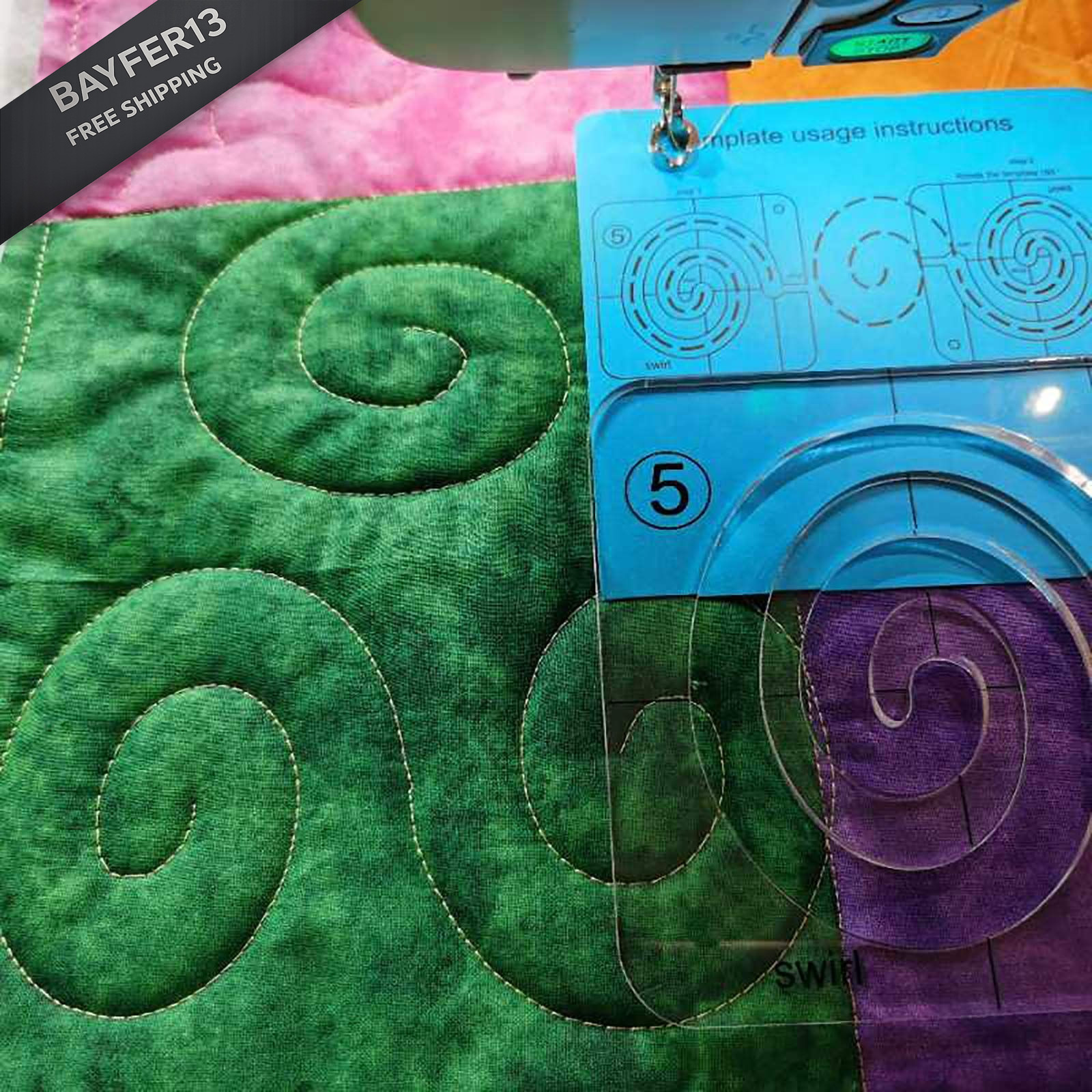 HONEYSEW Free Motion Quilting Template Series 5 with Swirl