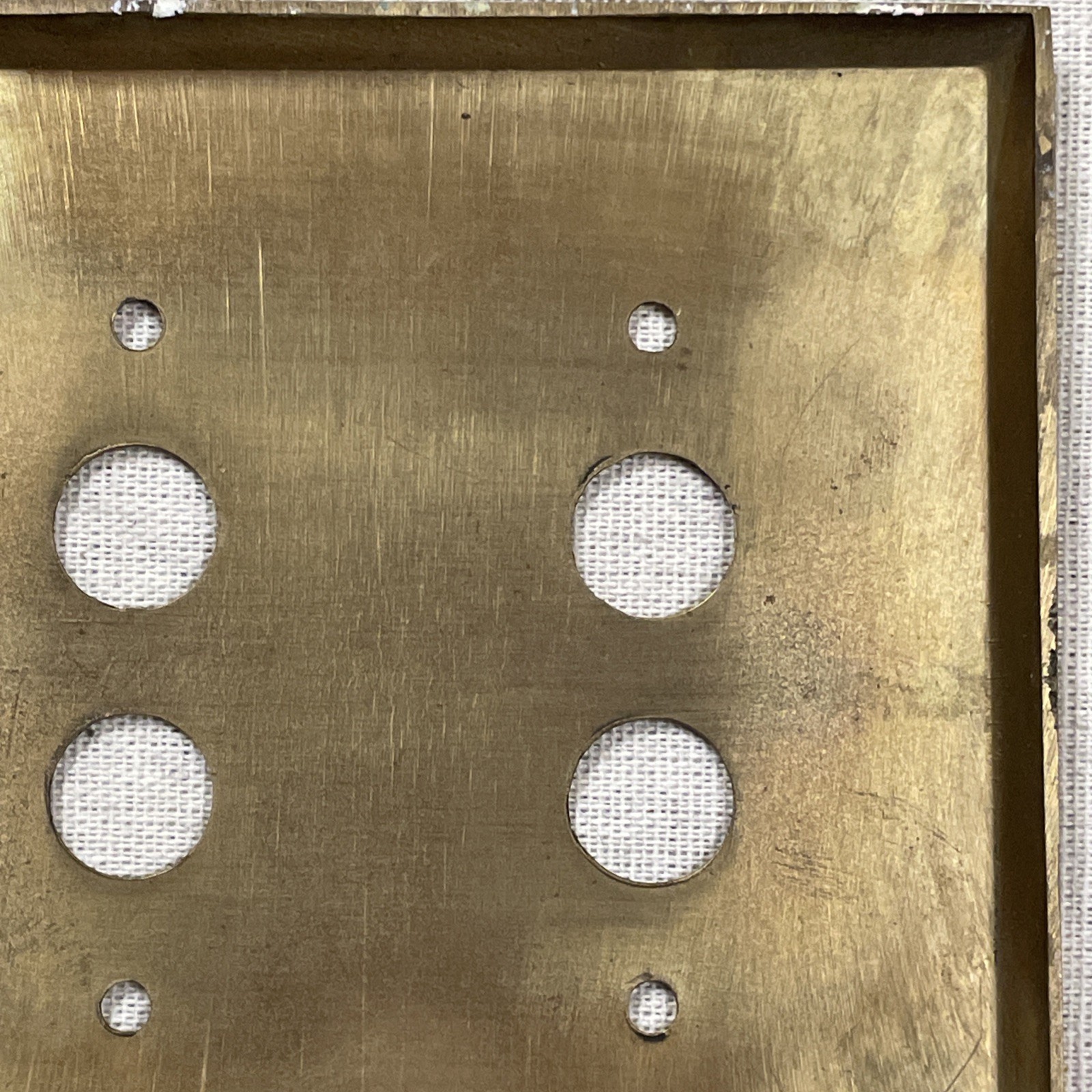 Double Push Button Solid Brass 2 Gang Switch Plate Wall Box Cover Antique Vtg
