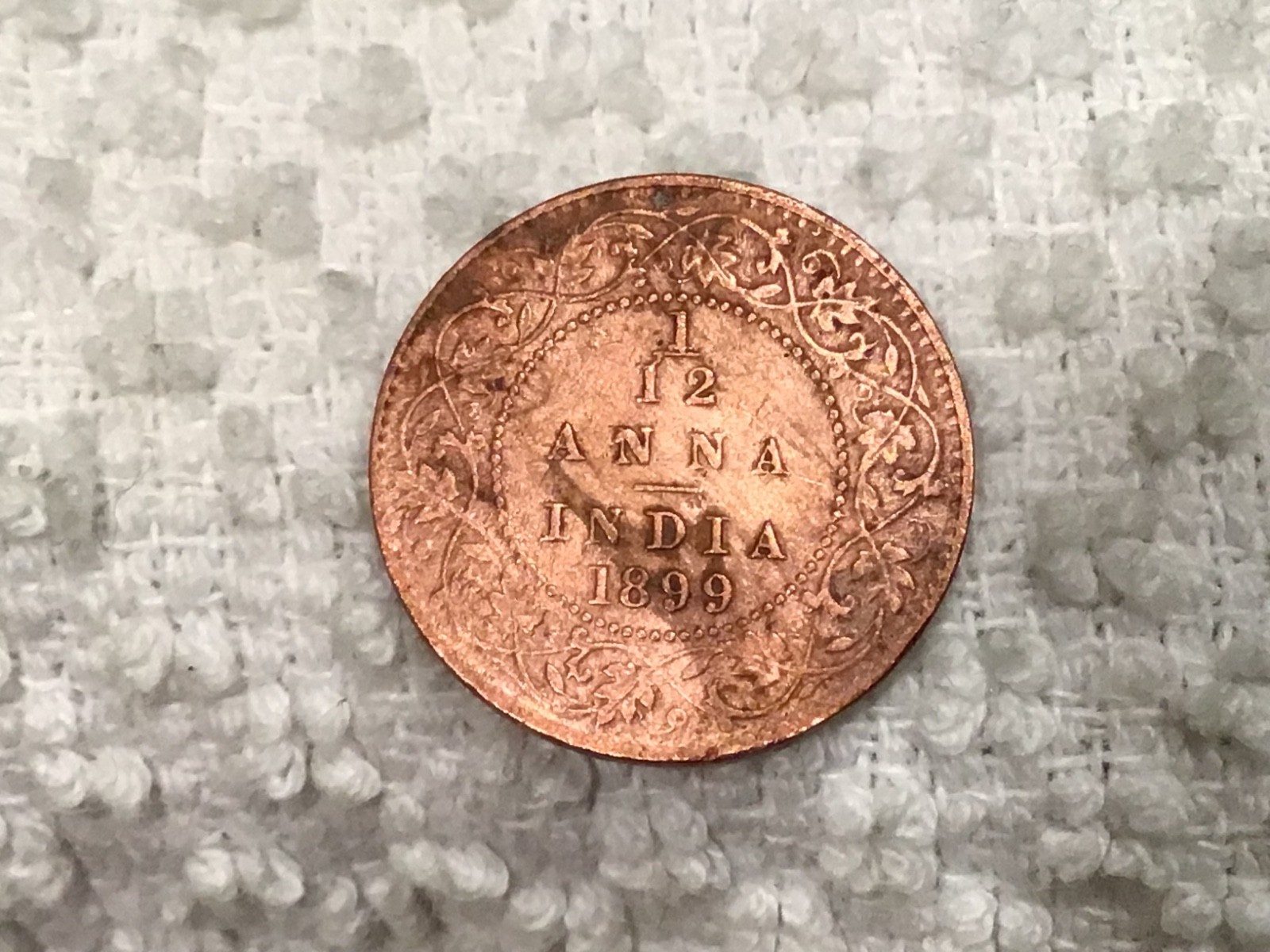 India 1899 1/12 Anna Coin