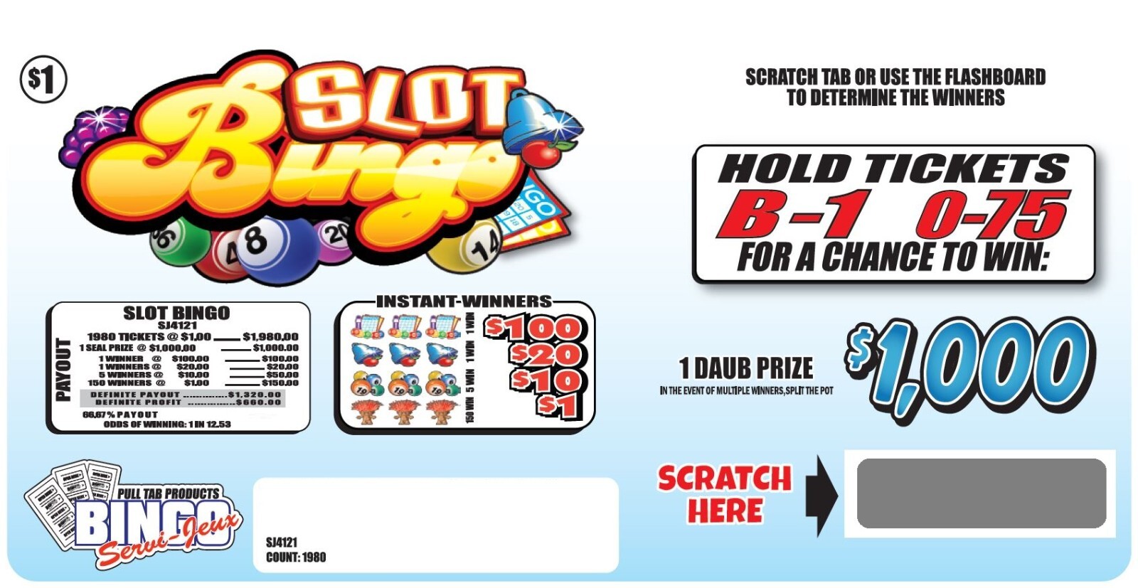 NEW pull tickets SLOT BINGO - Seal Card Tabs