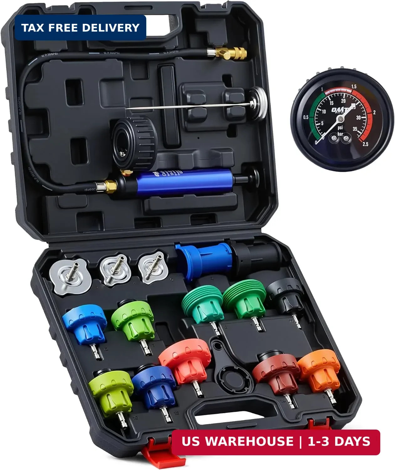 Coolant Pressure Tester Kit, 19pc Radiator Pressure Tester Kit