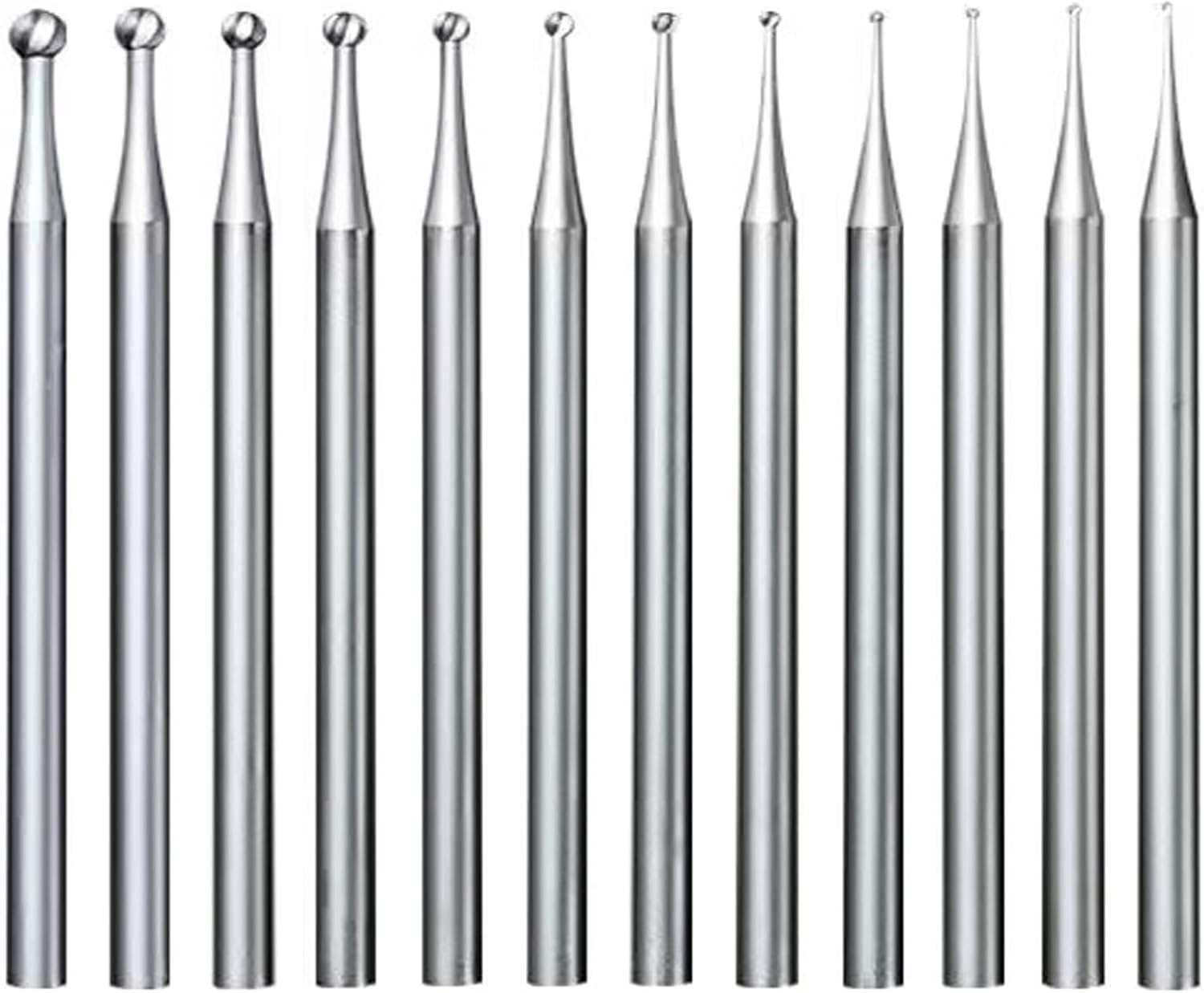 Luo ke 12 Pcs Round Ball Burr - 3/32'' Shank Jewelry Micro Engraving Burs Ball