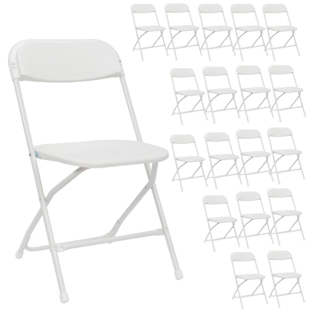 50 PCS 31.5"H Commercial White Plastic Folding Chairs Stackable Picnic Party
