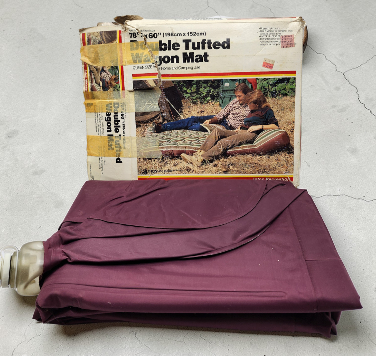 VTG Intex Inflatable Fabric Camping Mat 78"x60" 1980s Double Tufted Wagon Mat