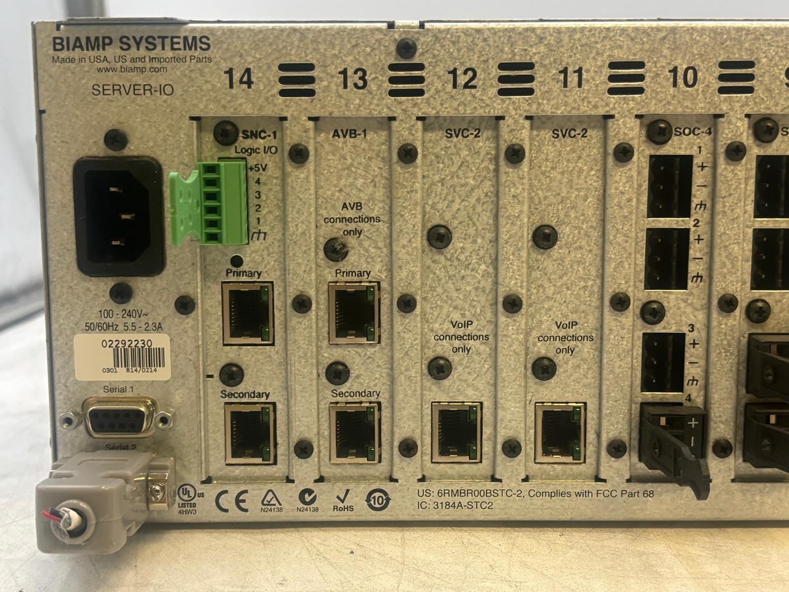 Biamp Systems Tesira SERVER-IO Digital Processor W/ 13 Cards (Read Description)