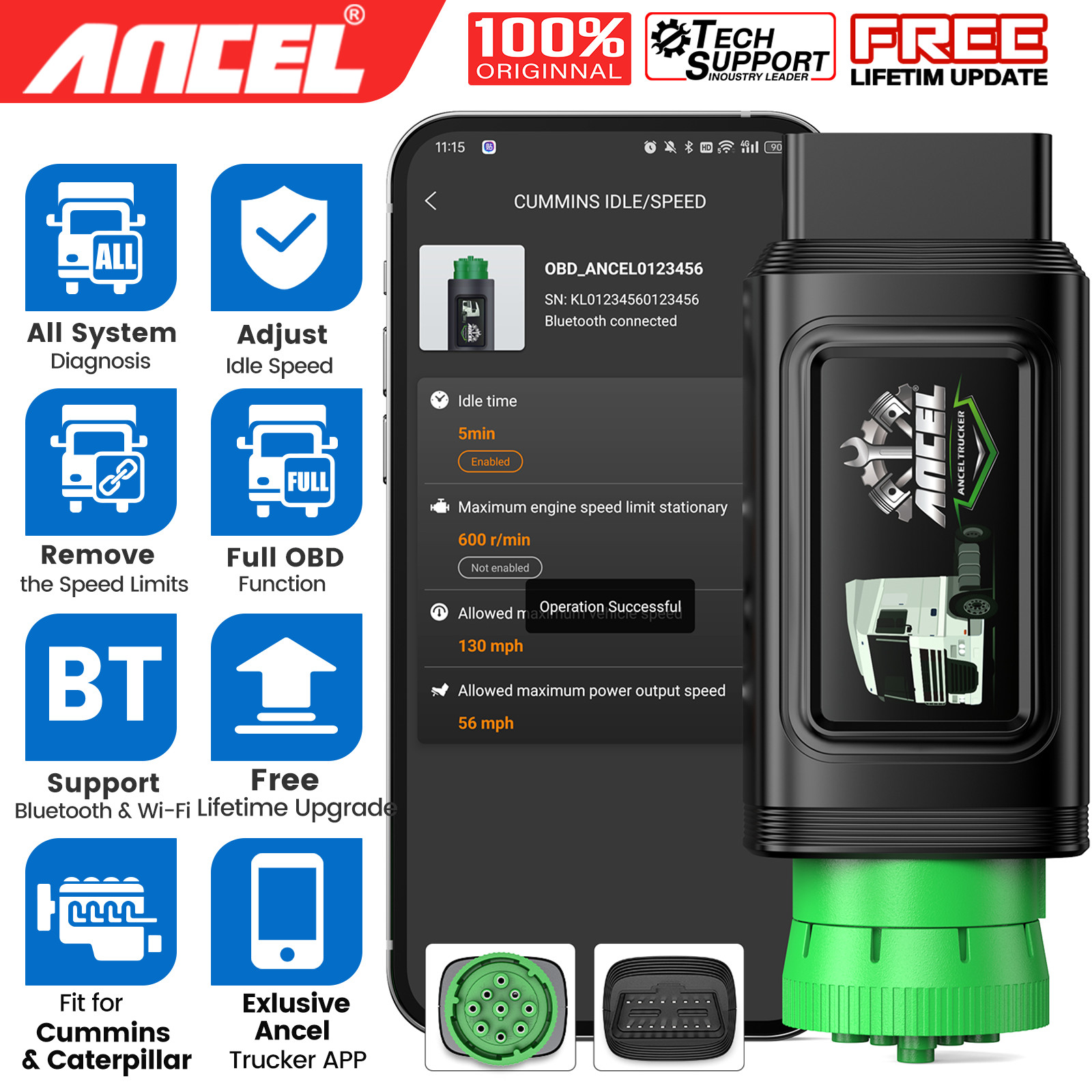 Heavy Duty Truck Diagnostic Scan Tool HD OBD2 Idle Speed Limit Adjustment Tool