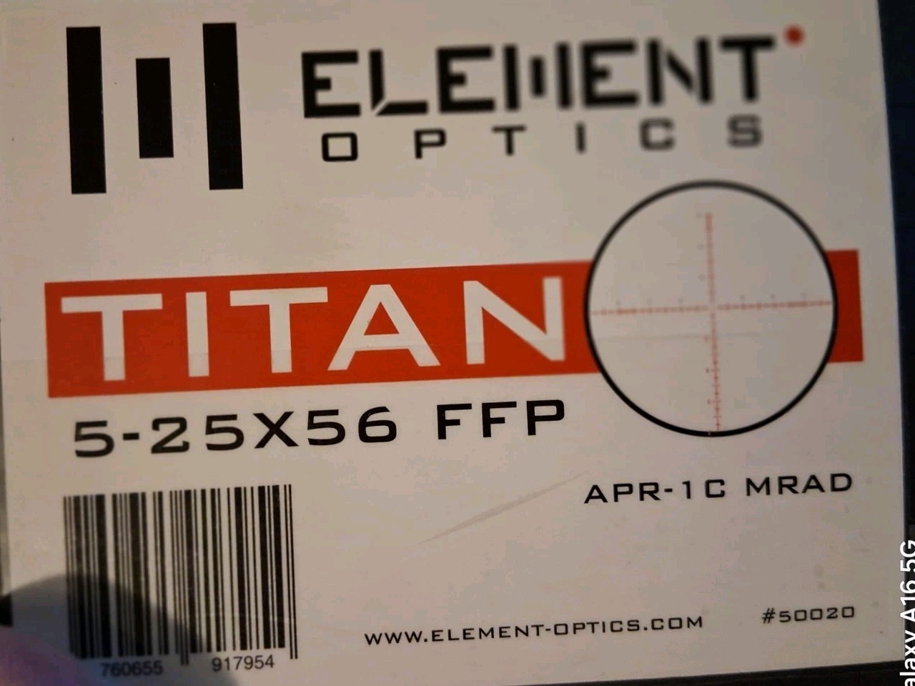 Element Optics Titan ‎5-25x56mm- FFP APR-1C MRAD, Illuminated Lifetime Warranty