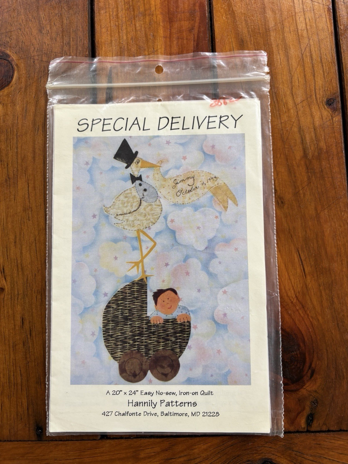 Special Delivery Quilt Pattern Stork Baby Birth Announcement No Sew, Hannily