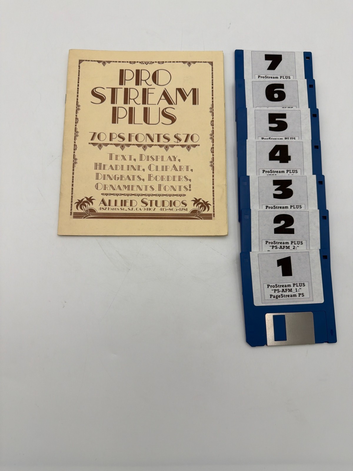 ProStream Plus Amiga PageStream PostScript Fonts 7 Disk Set Manual Tested
