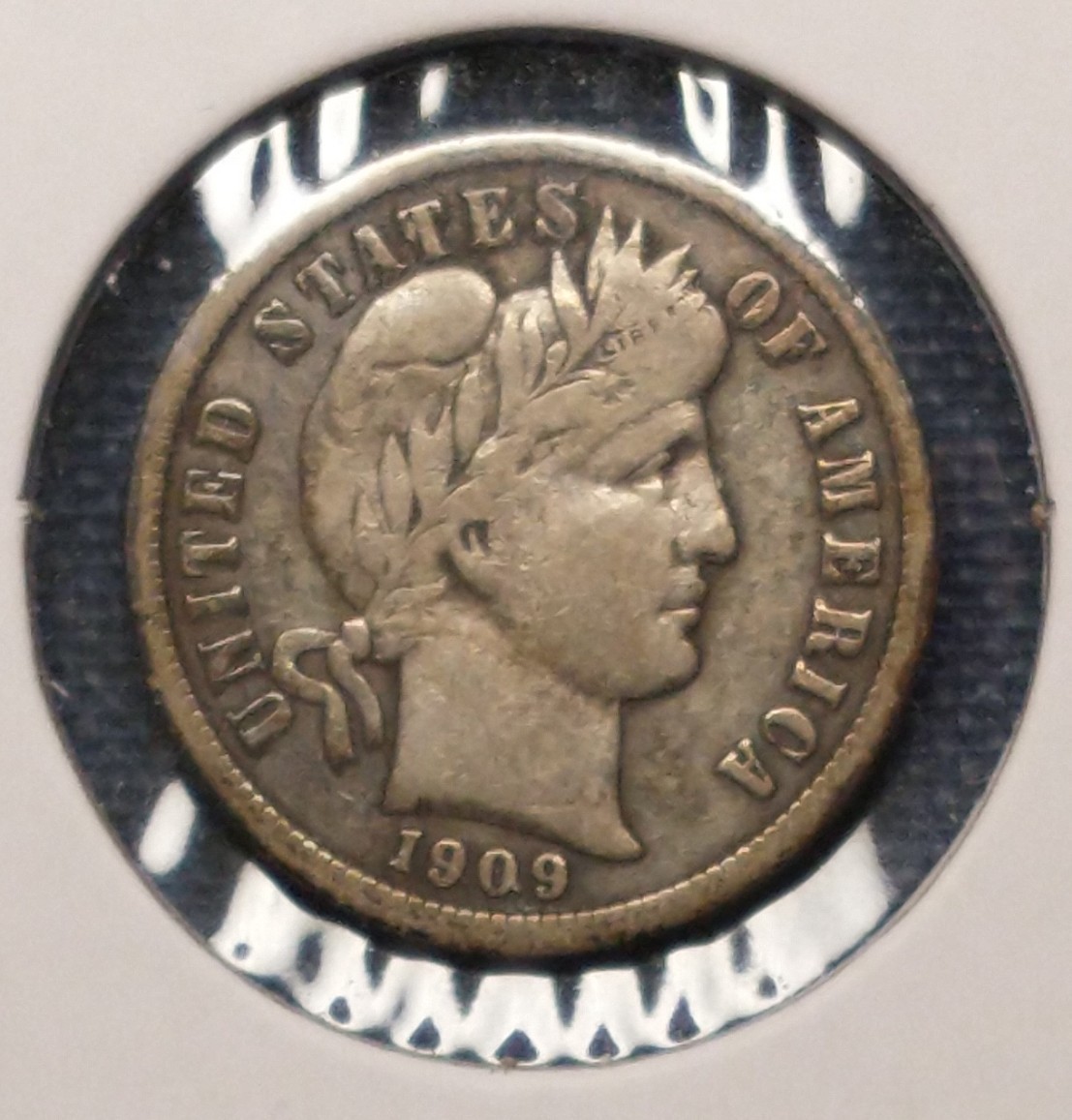 1909-D BARBER DIME -- really nice Fine+ (F+)